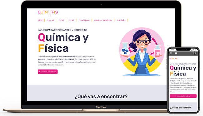 Diseño de la página principal de la web de Quimyfis.